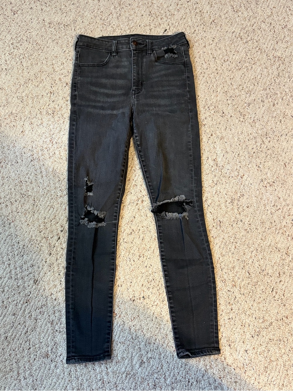 American Eagle Outfitters Washed Black Distressed High-Rise Women’s Jeans